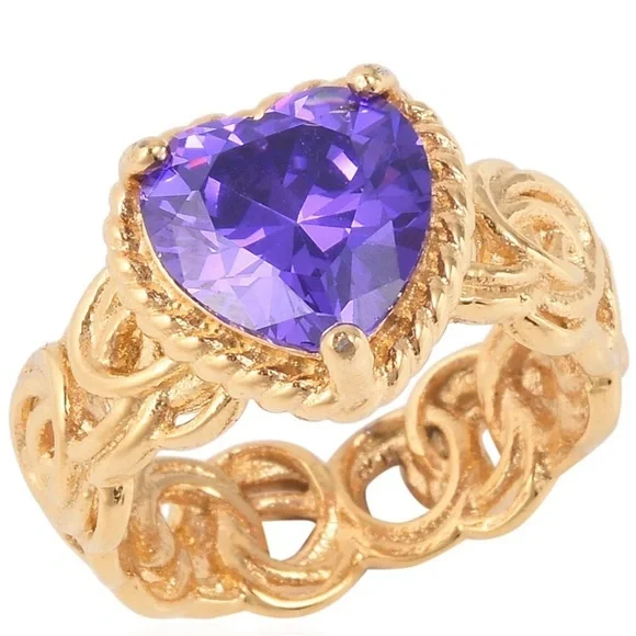 Purple HEART CZ Diamond RING NWTS - Picture 2 of 7